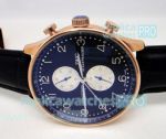 Copy IWC Portuguese Chronograph Blue Dial Black Rubber Strap Watch